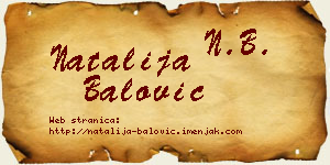 Natalija Balović vizit kartica